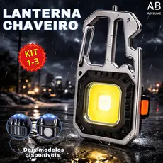 Mini Lanterna Refletor 7 em 1 com Ferramentas Recarregável Aleatória Abridor de Lata e Chaveiro