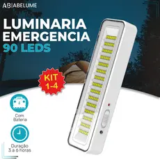 Luminária Emergência Lâmpada Portátil 90 Leds PRO Recarregável Bivolt Luz Branca Fria