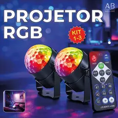 Globo de Luz Led RGB Com Efeito com Controle Remoto e Modos de Luzes Projetor de Luz