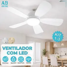 Ventilador de Teto LED 60W 80W 100W Lâmpada E27 Controle Remoto Bivolt Luminária ECO Bivolt
