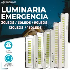 Luminária Emergência Lâmpada 150, 120, 90, 60 ou 30 Leds Recarregável Bivolt Luz Branca Fria