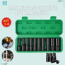 Kit Maleta Soquete de Impacto Material de Aço Carbono Alta Qualidade Soquete Sextavado Longo