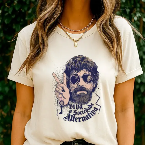 T-shirt Feminina Estampa Raul Seixas Vintage Alternativa