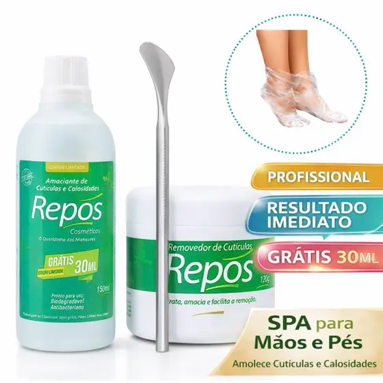 Spa Dos Pés Amaciante De Calos + Creme Hidratante Para Cutículas E Calos + 6 Botinhass
