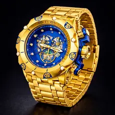Relógio Dourado Esqueleto Pesado Hybrid