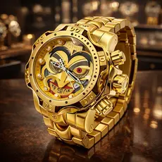 Relógio Masculino Dourado Luxo Joker Coringa