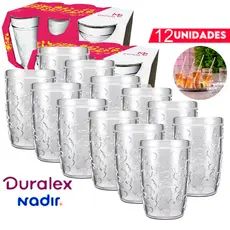 Kit Jogo 12 Copos Aurora SM Nadir 270ml Conjunto Refrigerantes Café Vidro Temperado Resistente Nadir