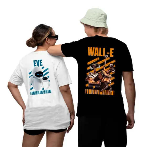 kit camiseta casal Wall-e EVE filme robô criativa namorados