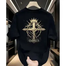 camiseta cruz símbolo religioso t- shirt de algodão masculina
