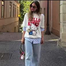 Blusa Hello Kitty Estilosa Feminina Oversized Tendência 2025 - Look Tumblr