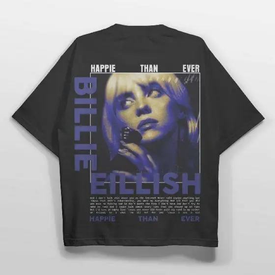Camiseta Oversized Billie Eilish – Happier Than Ever – Unissex – Estampa Exclusiva