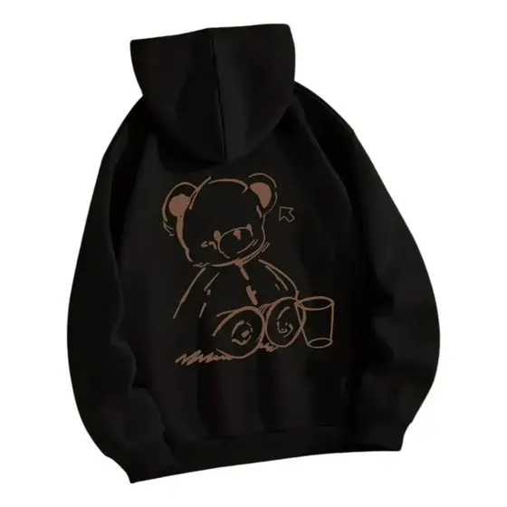 Moletom Canguru Urso Traço Streetwear Jovens Aulas Escola