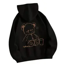 Moletom Canguru Urso Traço Streetwear Jovens Aulas Escola