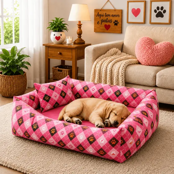 Cama para Cachorro e Gato| Cama Pet Confortável M G GG | Zíper e Lavável | Travesseiro de Brinde