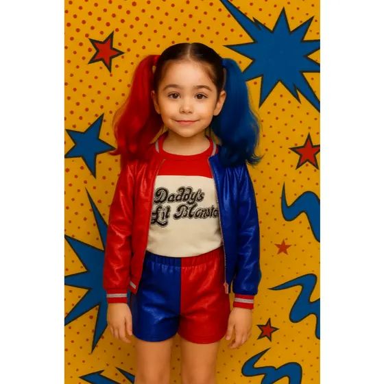 FANTASIA INFANTIL JAQUETA ALERQUINA LUXO MENINAS ANIVERÁRIOS FESTAS CARNAVAL