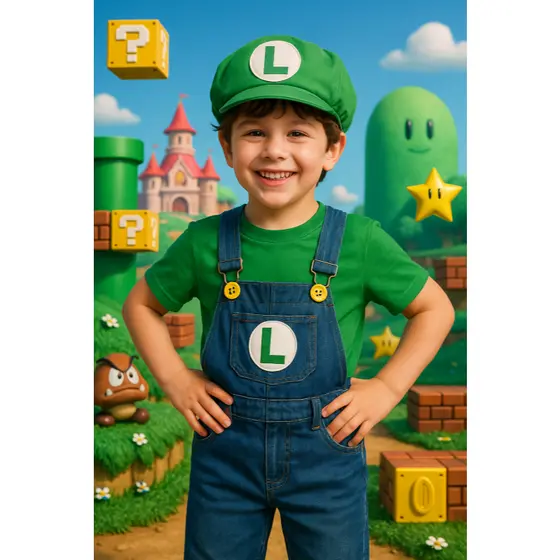FANTASIA CONJUNTO INFANTIL LUIGI MENINO ANIVERSARIOS FESTAS CARNAVAL