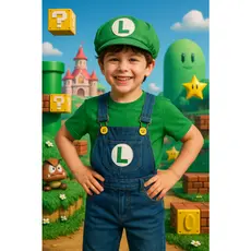 FANTASIA CONJUNTO INFANTIL LUIGI MENINO ANIVERSARIOS FESTAS CARNAVAL