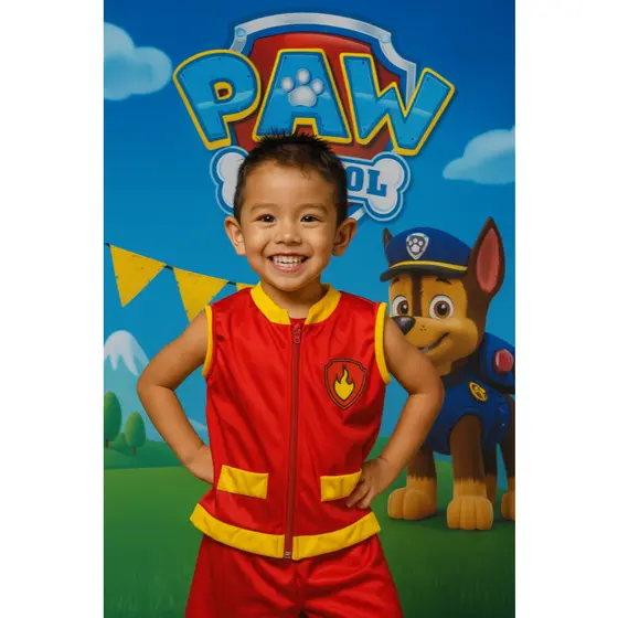FANTASIA INFANTIL PATRULHA CANINA CONJUNTO MARSHALL VERMELHA