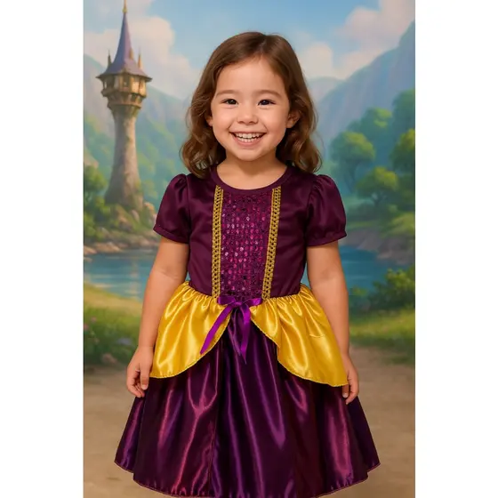 FANTASIA INFANTIL PRINCESA RAPUNZEL MENINAS ANIVERSARIO CARNAVAL