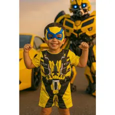 FANTASIA INFANTIL TRANSFORMES AMARELO PARA MENINOS ANIVERÁRIOS FESTAS CARNAVAL