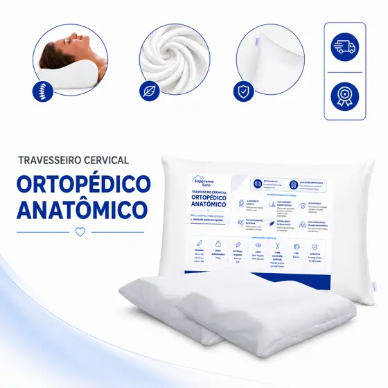 Kit Travesseiro Cervical Essentials Ortopédico Anti Ronco Premium