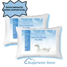 Kit 2 Travesseiro Pluma de Ganso em Espuma Travesseiro Firme Descanso 70x50cm Anti Alergico Conforto