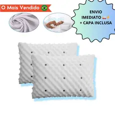 KIT Travesseiro Magnético ALTO ORTOPEDICO + FRONHA DE CETIM Massageador Confortável Infravermelho Terapeutico Luxo