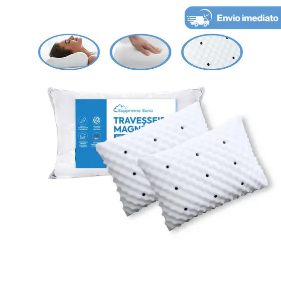 Kit 2 Travesseiros Ortopédicos Magnéticos Anti Ronco + Fronha de Cetim Premium – Envio Imediato