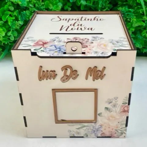 CAIXA COFRE PARA CASAMENTO SAPATINHO DA NOIVA, GRAVATA OU LUA DE MEL