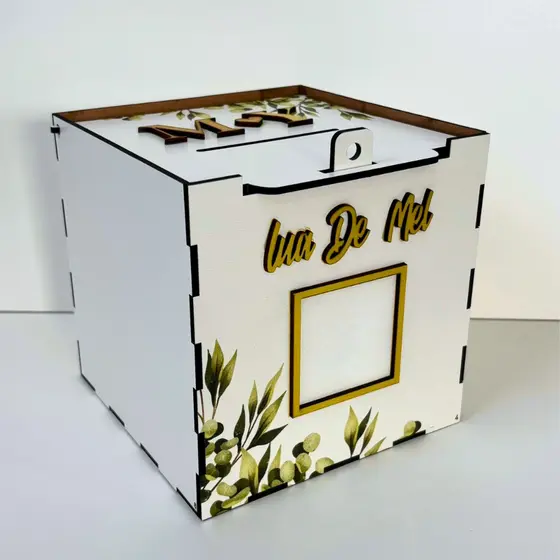 Caixa Pix Personalizada Casamento Operação Lua De Mel Corte Gravata Mdf Oliveiras