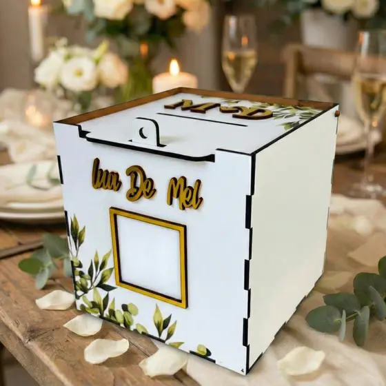 Caixa para Casamento Operação Lua de Mel verde Oliva Corte da Gravata Qrcode Pix Personalizada