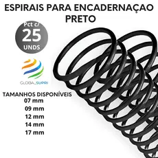 ESPIRAL P/ ENCADERNAÇÃO PCT C/25 UNDS - PRETO