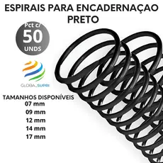 ESPIRAL P/ ENCADERNAÇÃO PCT C/50 UNDS PRETO