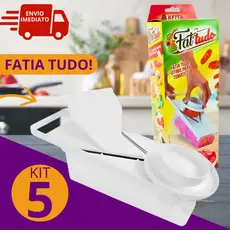 Kit 5 Fatiadores Fatia Tudo 2 Espessuras c/ Suporte Tomate Cebola Verduras Cortador Legumes Keita