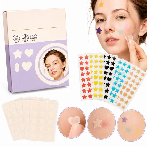 Adesivo para Espinha Colorido Kit 5 Cartelas 240 Adesivos Acne Patch Hidrocoloide Anti Acne