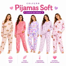 PIJAMA FEMININO FLEECE FOFINHO INVERNO PLUS