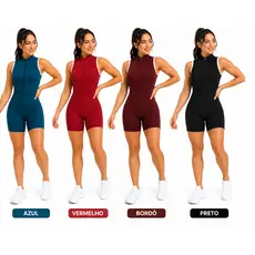 Macacão Fitness Feminino Canelado Premium Sem Costura Levanta Bumbum Academia Yoga Treino