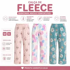 Calça Pijama Feminina Fleece Peluciada Quentinha Inverno Estampada