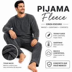 Pijama Masculino Inverno Confortável fleece quentinho