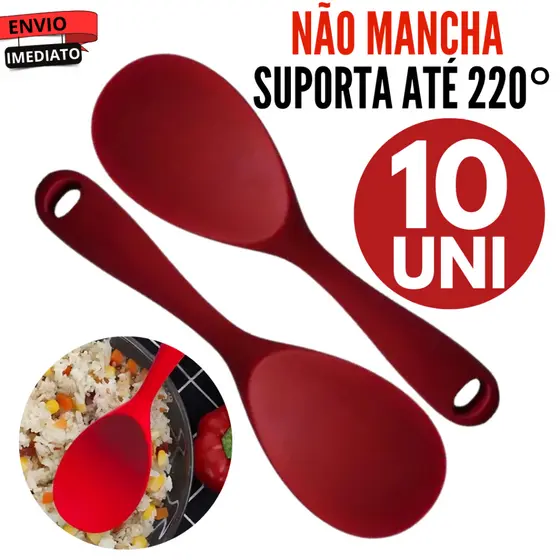 Kit 20 Colheres para Servir Arroz Utensílio Culinário de Cozinha Preta Vermelha Air Fryer Nao RIsca
