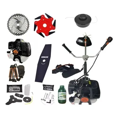Roçadeira A Gasolina Terra 43cc Black + Laminas Extra + Óleo