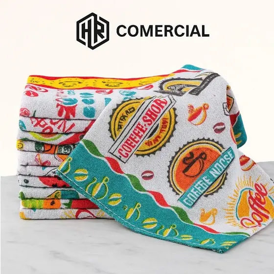 Kit 20 Panos de Prato Atoalhado Grande Super Absorvente 65x40cm 100% Algodão
