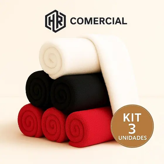 Kit 3 Toalhas Rosto Salão 40x70Cm Felpudas Grossas Manicure e Barbearia
