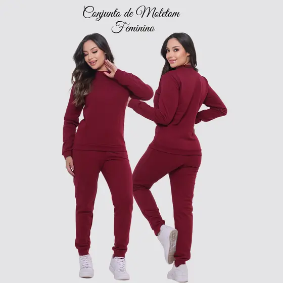 Conjunto de Moletom Feminino Blusa Mais Calça Moletom Feminina Volta as Aulas Frio Blusa Moletom Feminina Frio