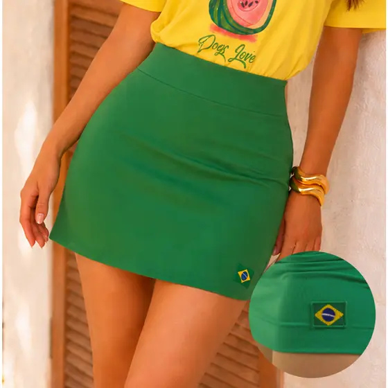 Saia Alfaiataria Feminina Social Cintura Alta Zíper Lateral Curta Elegante Casual Blogueira