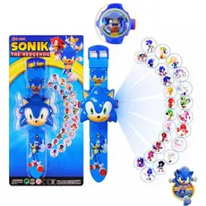 Relógio Sonic Digital Projetor de Imagens Infantil Brinquedo Criança Projeta imagens Filme Sonic 3
