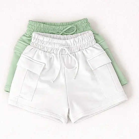 Kit 2x Shorts Feminino Cargo Look Casual Moderno Tendência - ENVIO IMEDIATO !!!