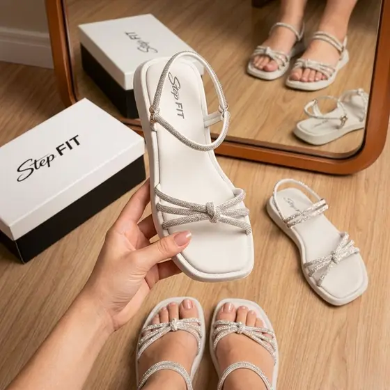 Sandália Rasteirinha Feminina Elegante Confortável Flat Antiderrapante Papete Envio Imediato