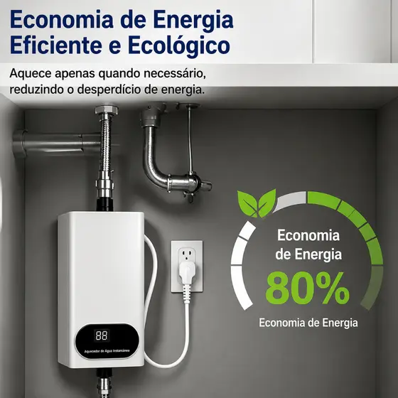 Aquecedor Elétrico para Cozinha 3500W 110V – Sem Tanque, Água Quente Instantânea e Economia de Energia