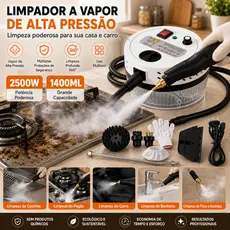 Limpador a Vapor Portátil 2500W 1400ML Alta Temperatura Higienizador Esterilizador para Sofá Cozinha Ar Condicionado